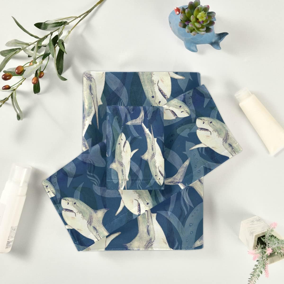 DOMIKING Shark Ocean Bath Towel Set of 3