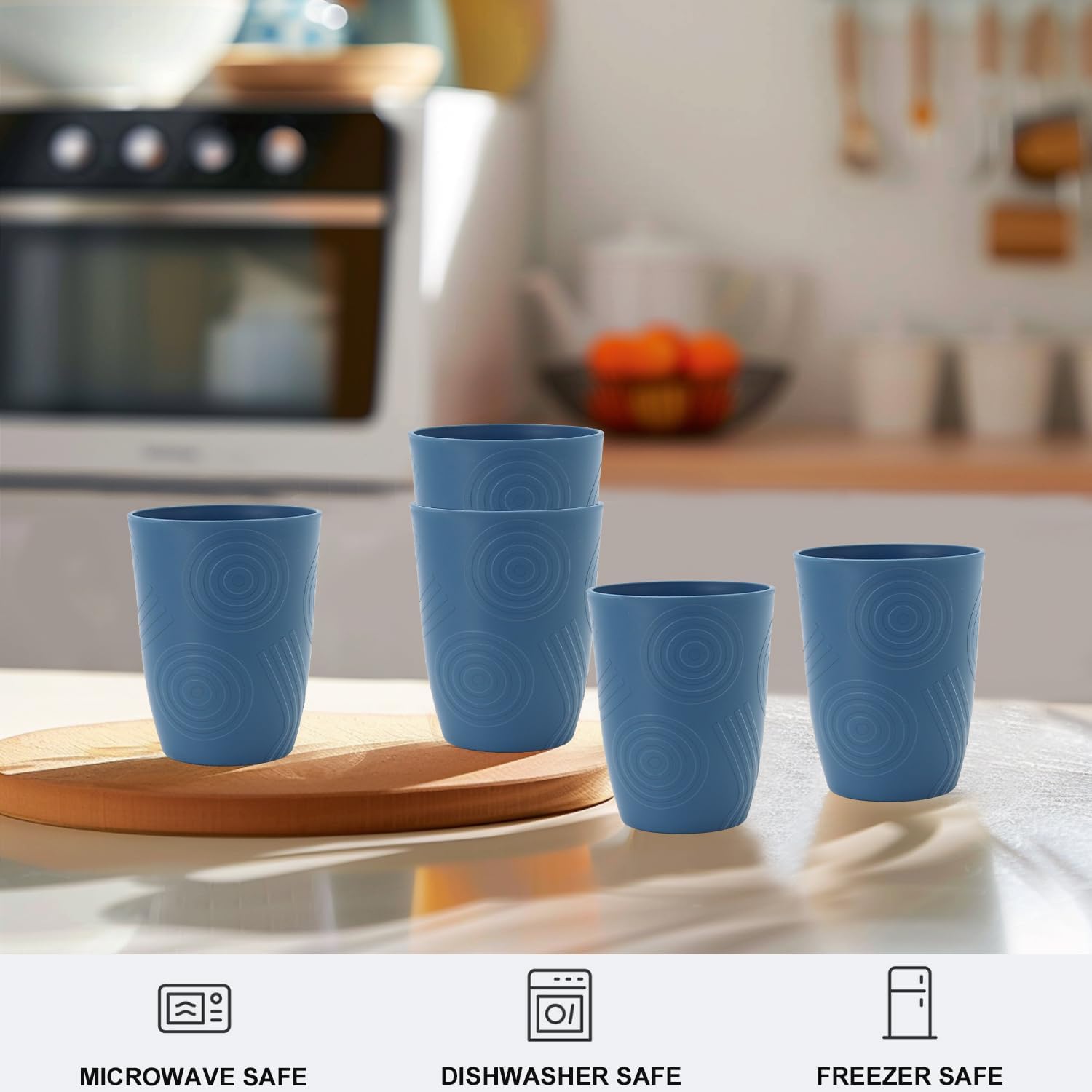 BUSOKIP Premium Wheat Straw Cups Set of 6 Blue