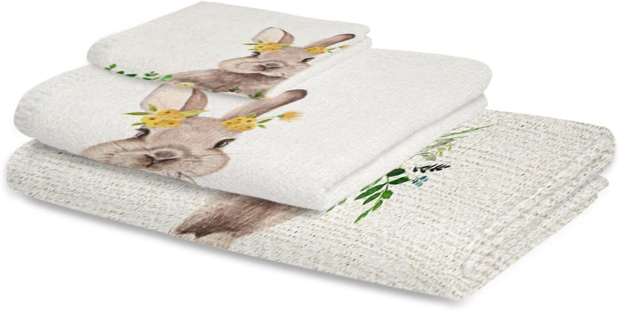 Boanket Watercolor Brown Bunny 3-Piece Towel Set