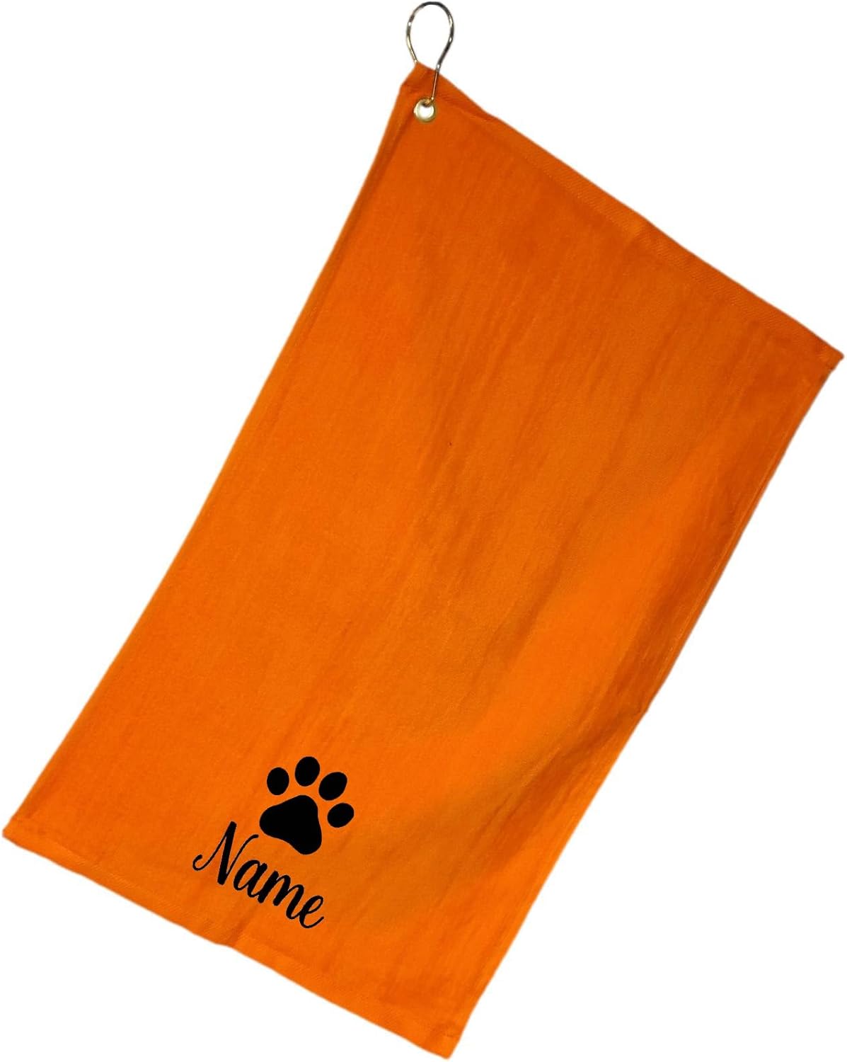 Personalized Dog Towel with Embroidered Name Clip Small Orange