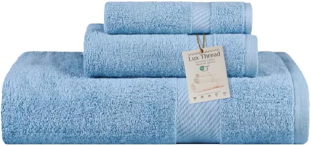 Lux Thread Egyptian Cotton 3-Piece Towel Set - Ultra Soft Durable