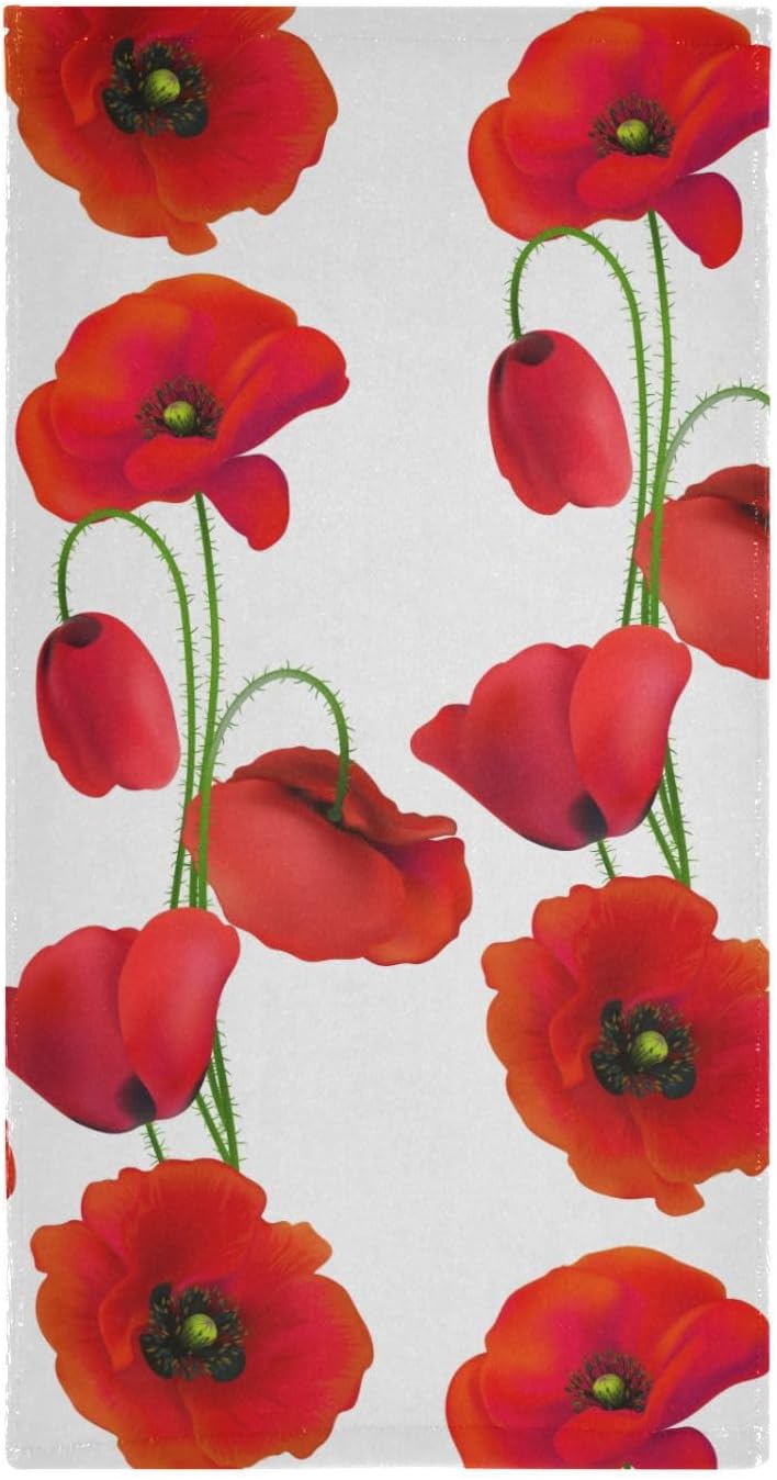 Vibrant Red Poppy Hand Towels