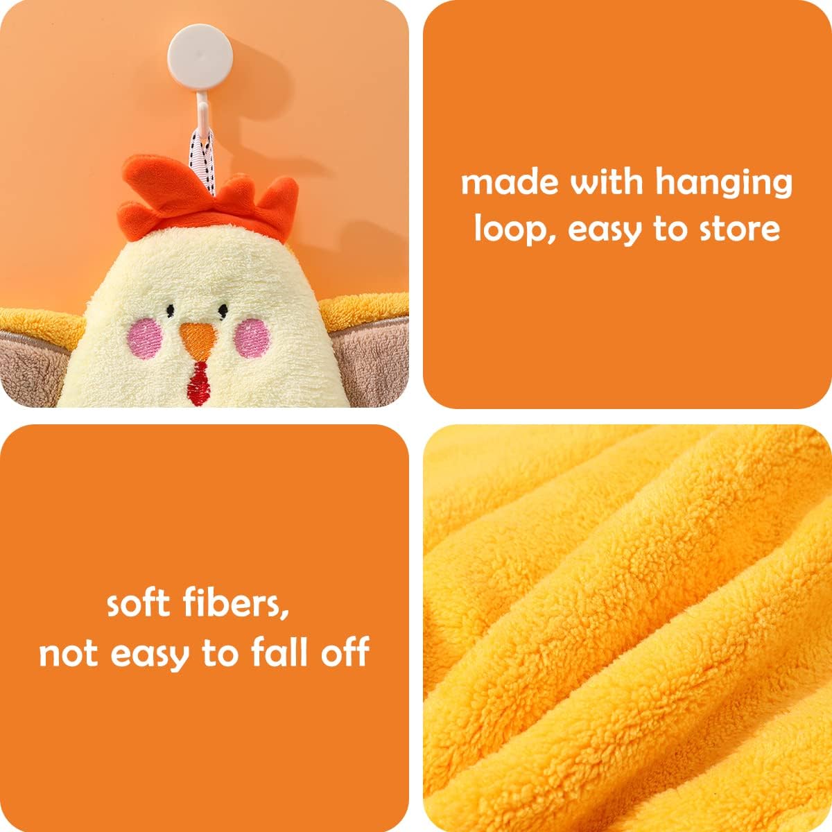 3-Pack Cute Hand Bath Towels