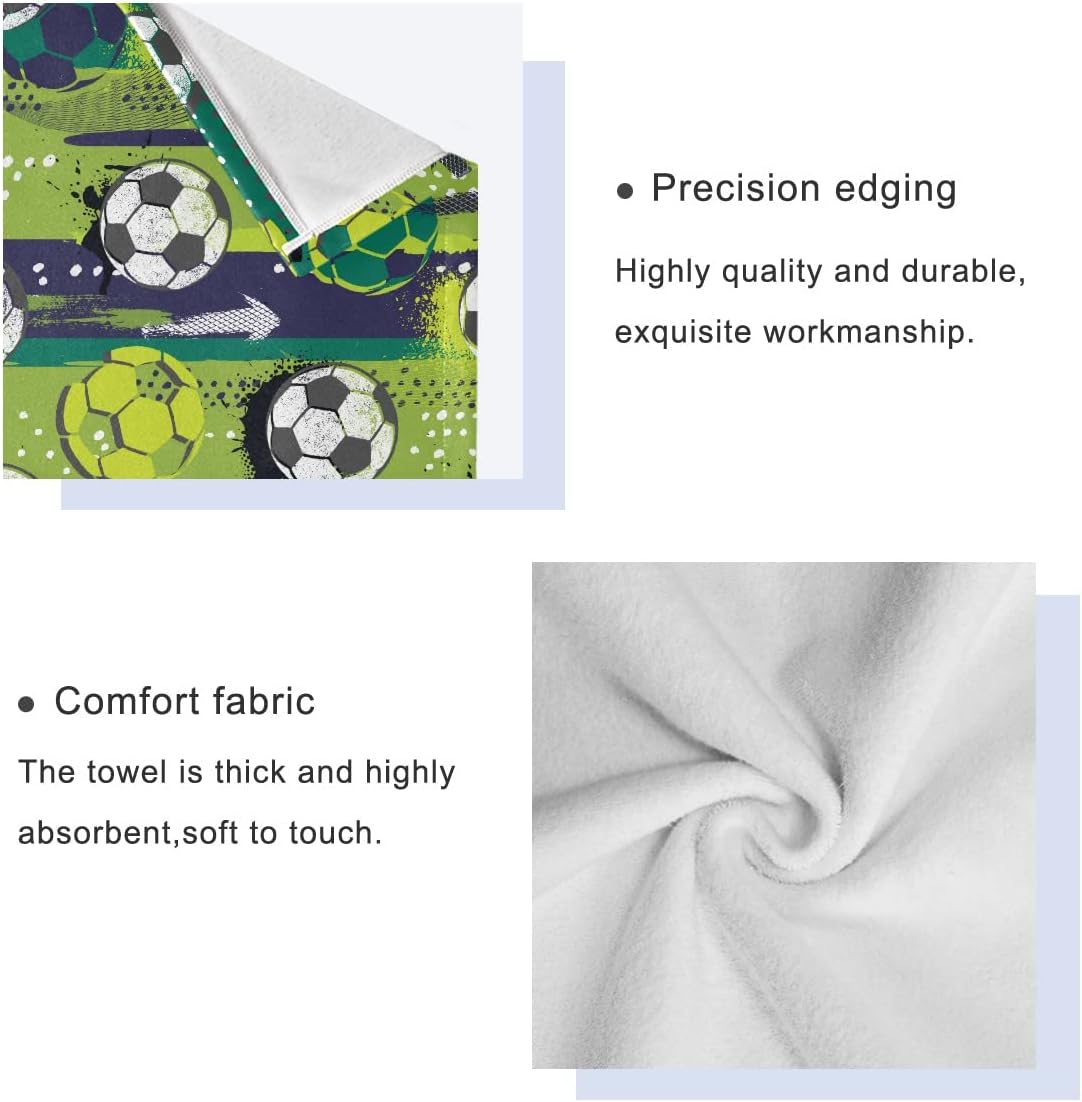 Soccer Ball Bath Towels Set for Hand Body