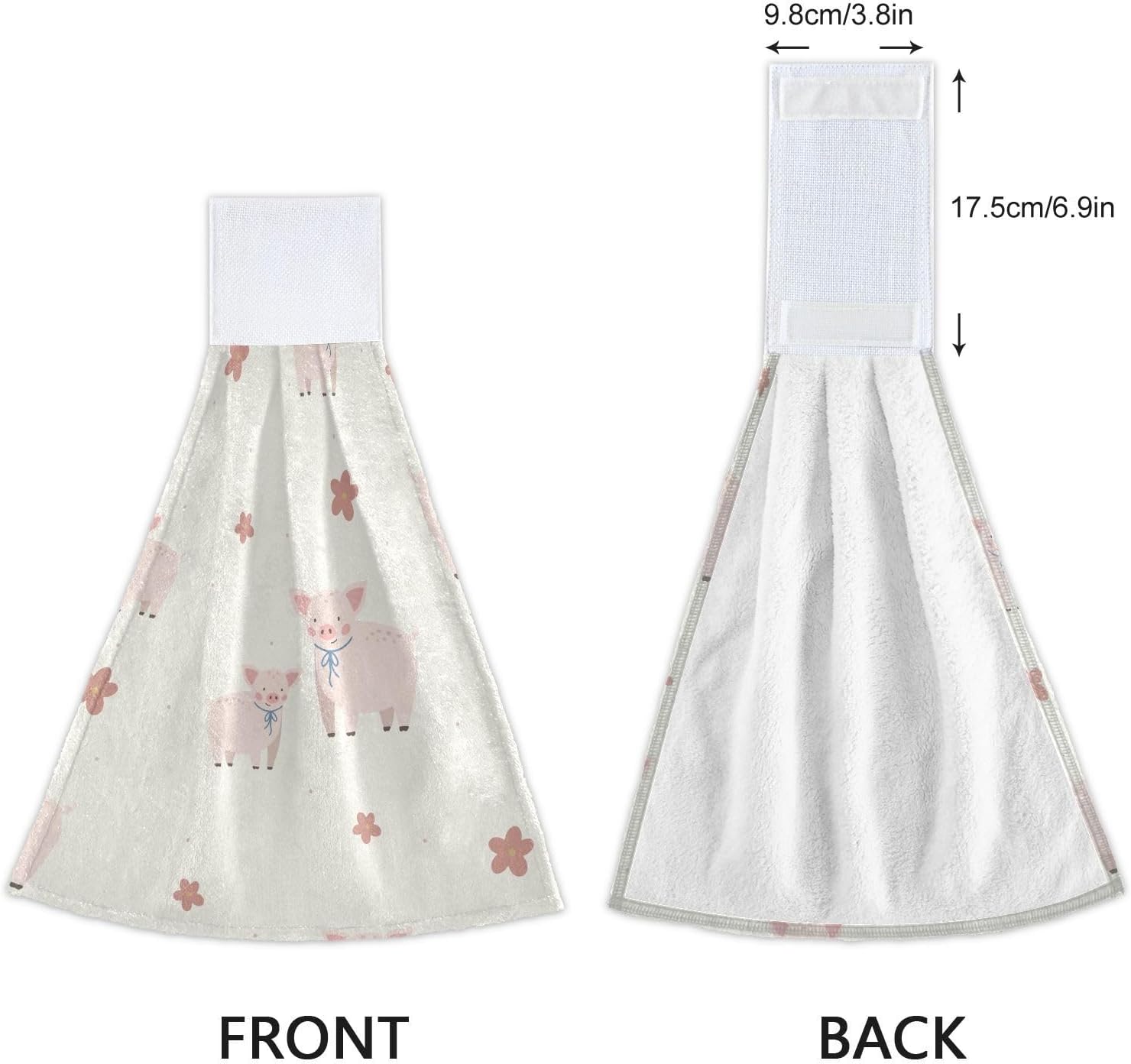 2 Pcs Kitchen Coral Velvet Hanging Towels with Velcro