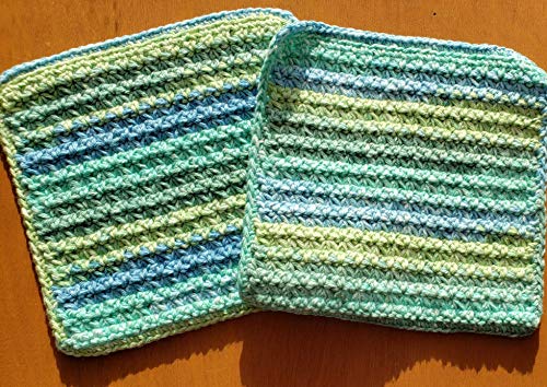 Handmade Crochet Washcloths Set of 2 100 Cotton