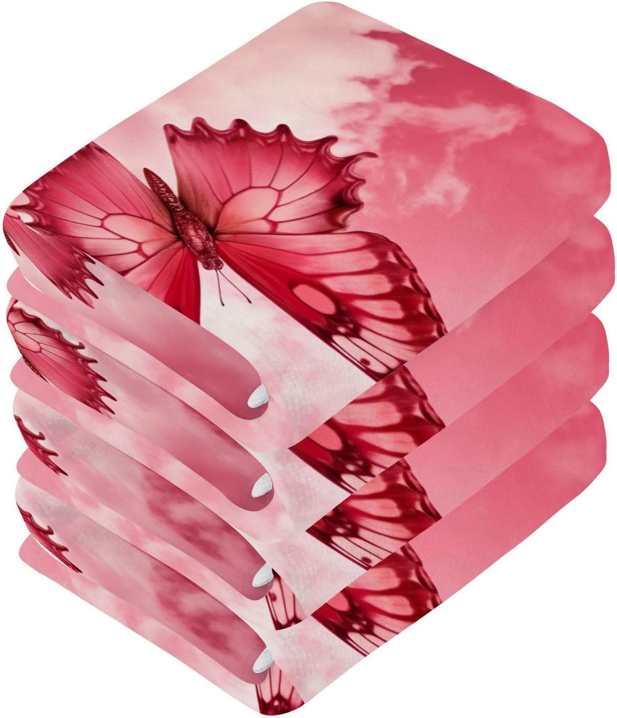 Perfect-Sized Pink Butterfly Washcloth Set