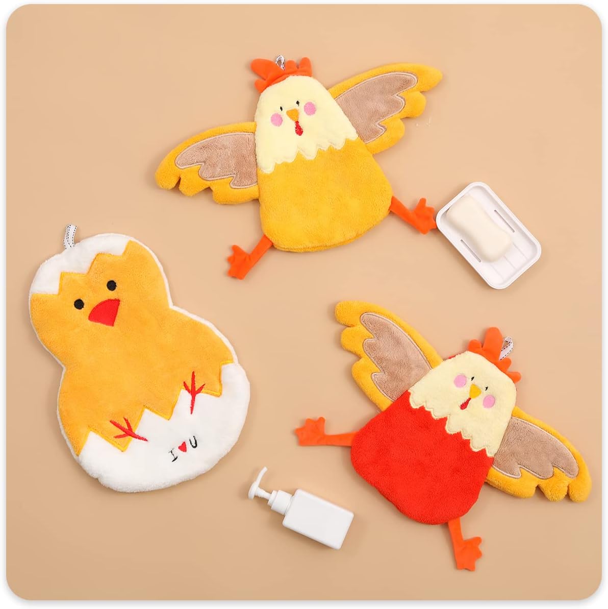 3-Pack Cute Hand Bath Towels