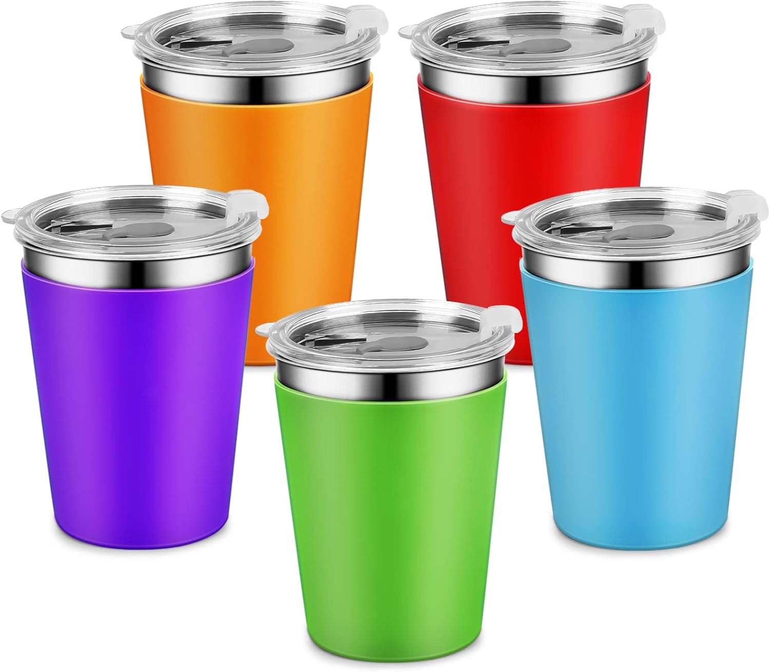 Sturdy 5-Piece Stainless Steel Cups with Lid
