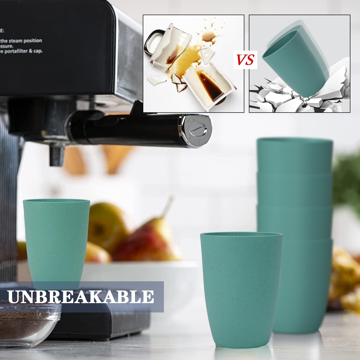 Homienly Wheat Straw Cups - 8-Piece Reusable Glassware