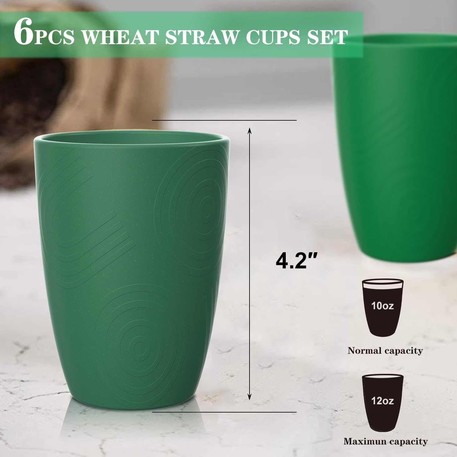 Homienly Wheat Straw Cups 12 OZ Forest Series Reusable