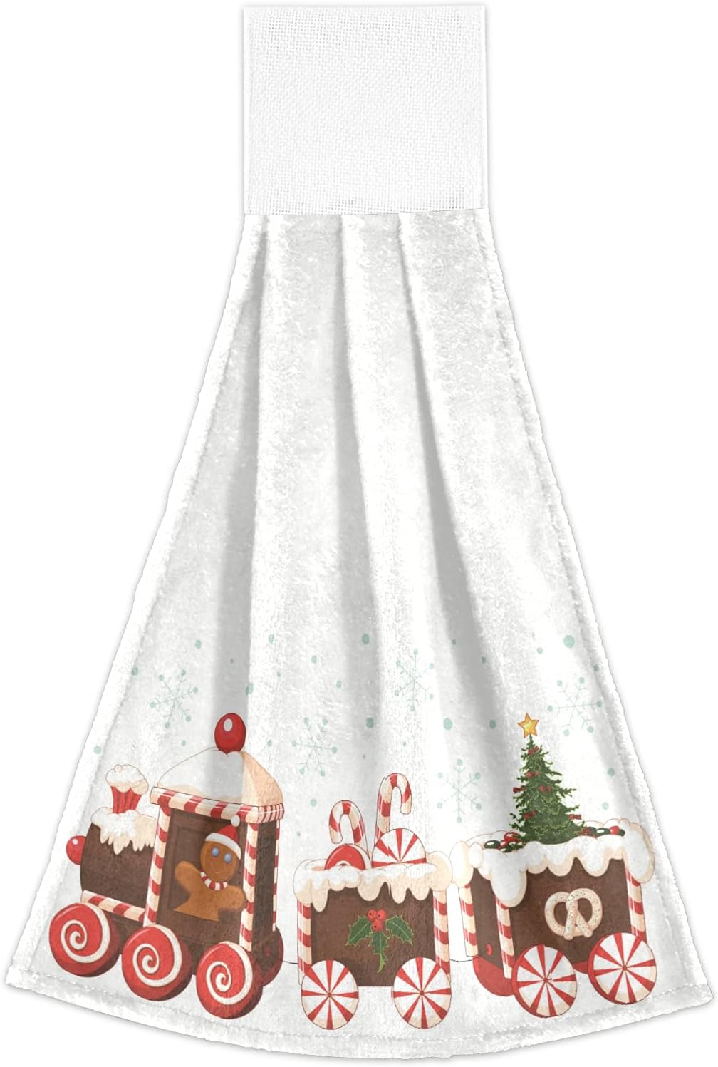 Aslsiy Christmas Gingerbread Train Hanging Kitchen Towels Set of 2