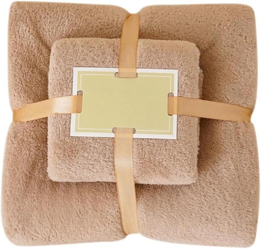 Lightweight Cotton Bath Towels Set Khaki Brown