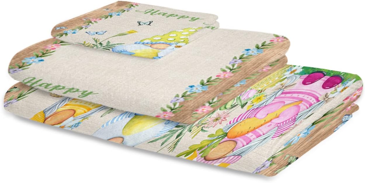 Easter 3-Piece Linen Bath Towels Set - Luxury Soft Durable and Quick-Drying