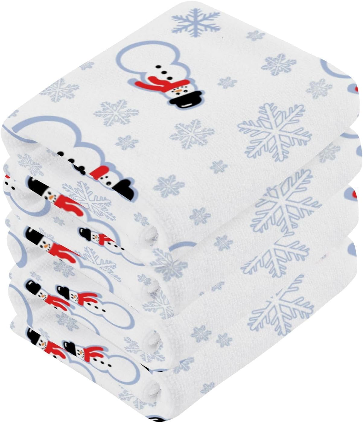 Christmas Snowman Washcloths 2 Pack Soft Absorbent Cotton Face Towels
