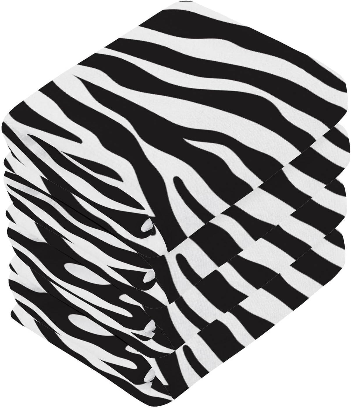 FUGIDOG Zebra Print Cotton Washcloth Set - Soft Absorbent Face Towels
