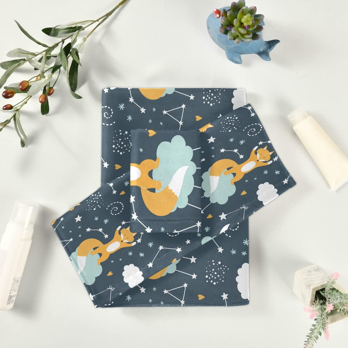 DOMIKING Adorably Perfect Cute Fox Bath Towels Set