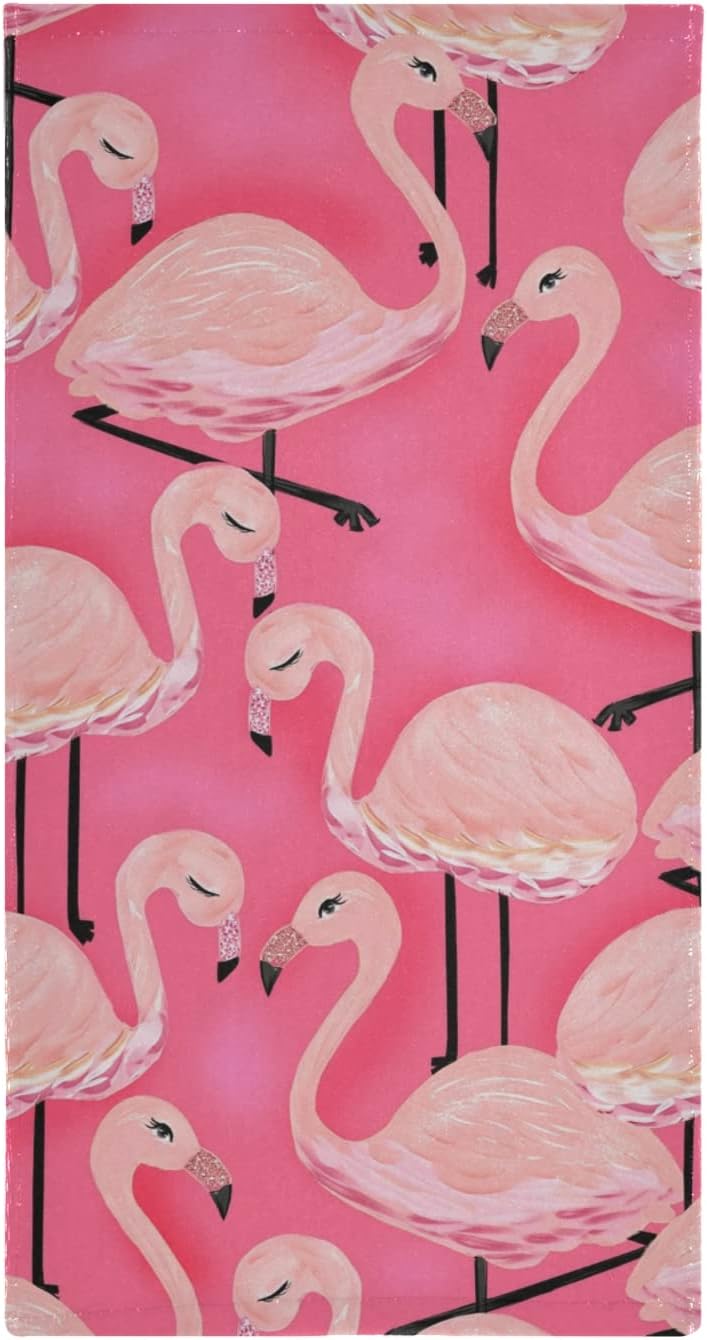 Two-Piece Pink Flamingo Hand Towels for Bathroom More