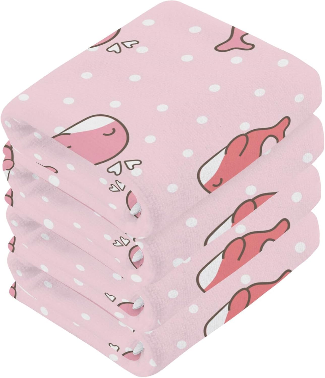 Xigua Cute Cartoon Whale Washcloths Set of 2 12 x 12 Inch Towels