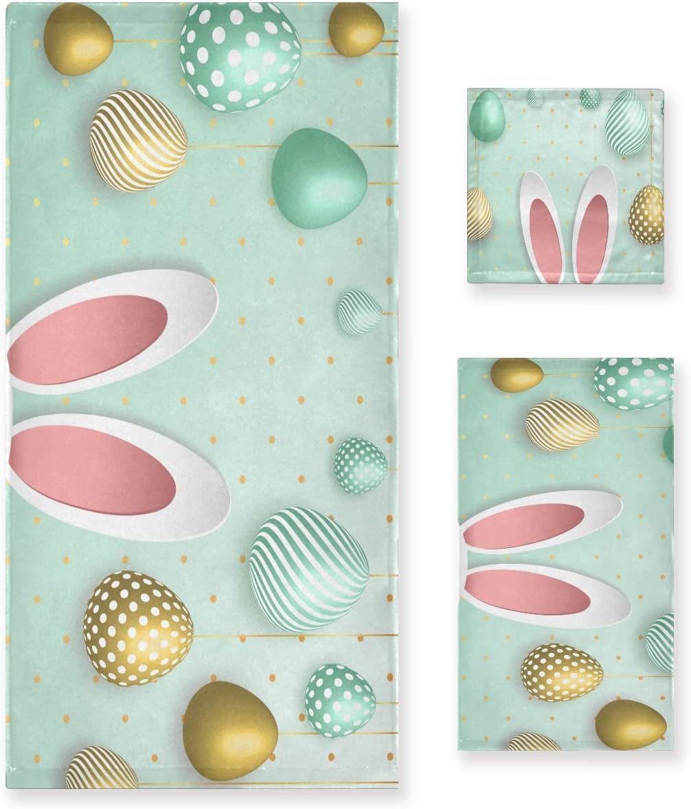 Easter Eggs Bunny Ears Bath Towels Set
