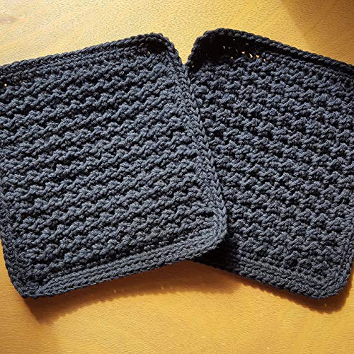 HandmadePremium Thick Cotton Washcloths Dishcloths 100 Cotton 75x11 Black Set of 2