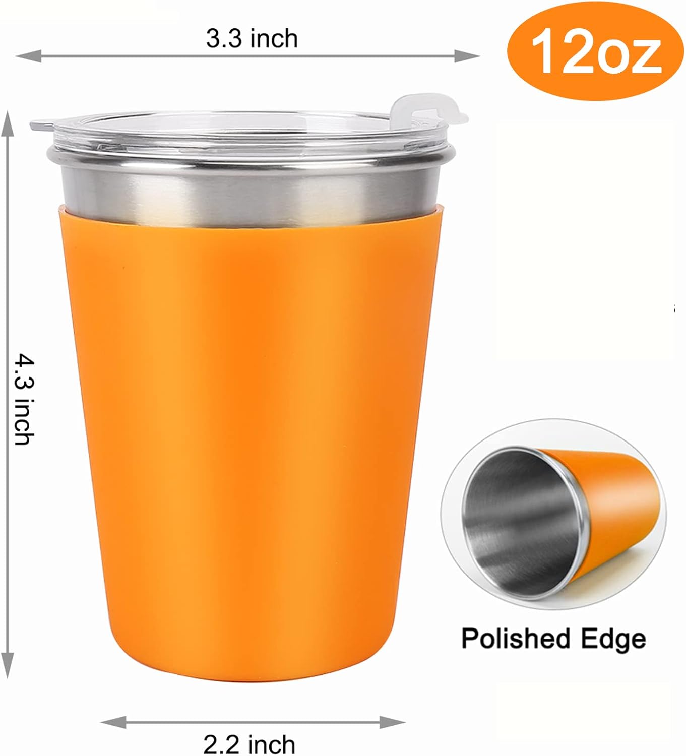Sturdy 5-Piece Stainless Steel Cups with Lid