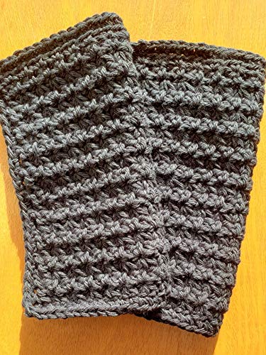 HandmadePremium Thick Cotton Washcloths Dishcloths 100 Cotton 75x11 Black Set of 2