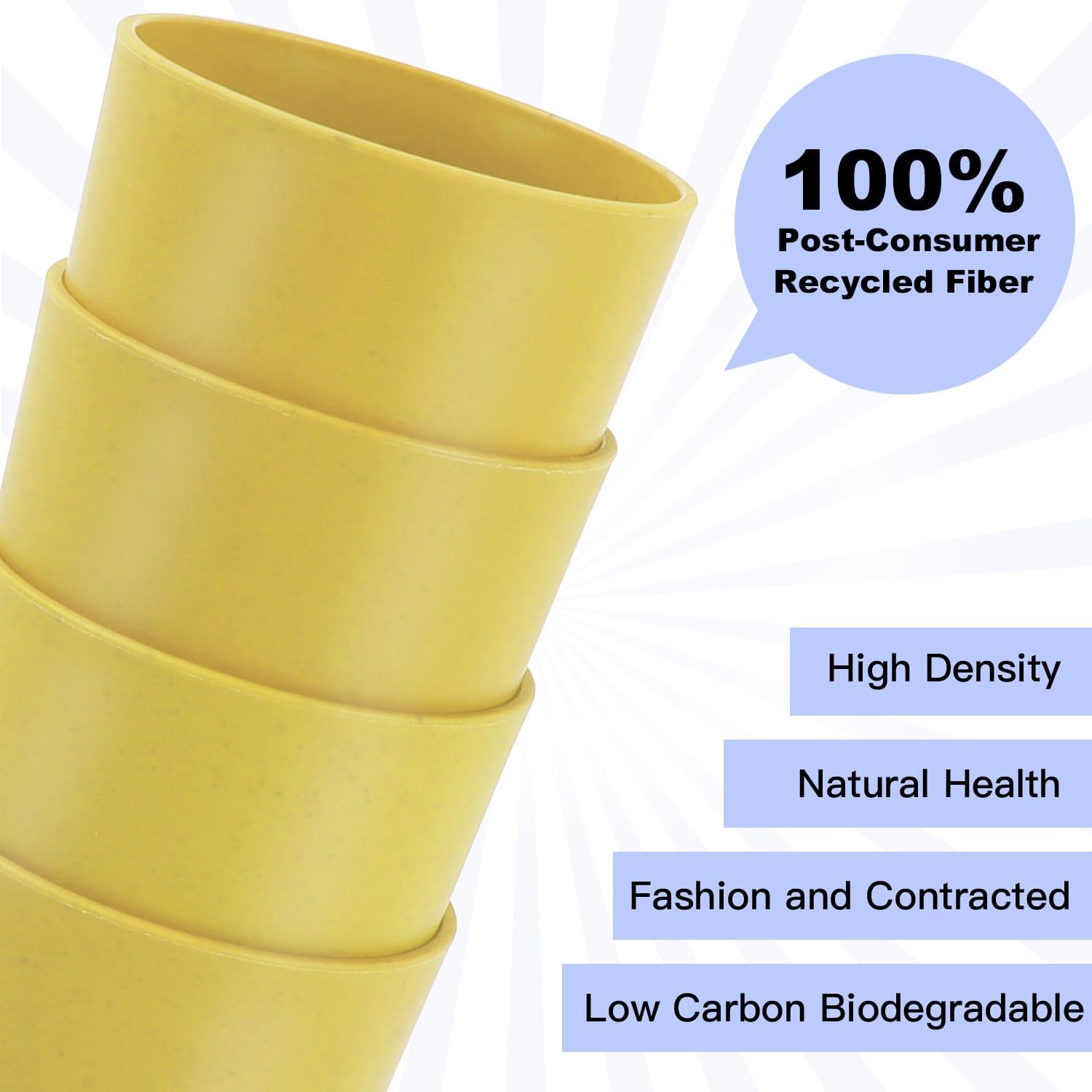 Homienly Reusable 8-Piece 12oz Yellow Wheat Straw Cups Microwave Dishwasher-Ready Unbreakable
