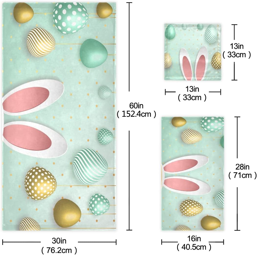 Easter Eggs Bunny Ears Bath Towels Set