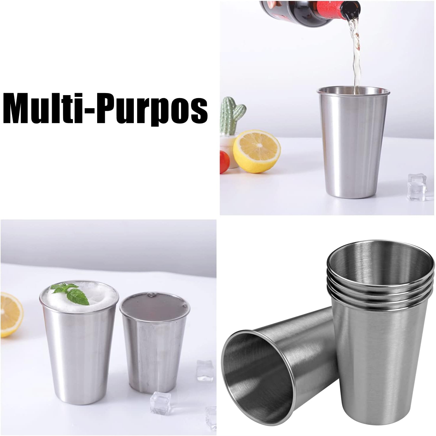 Stainless Steel Cups 18oz Set 5Pcs
