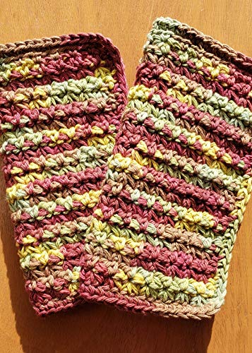 Handmade Autumn Leaves Washcloths Dishcloths Set