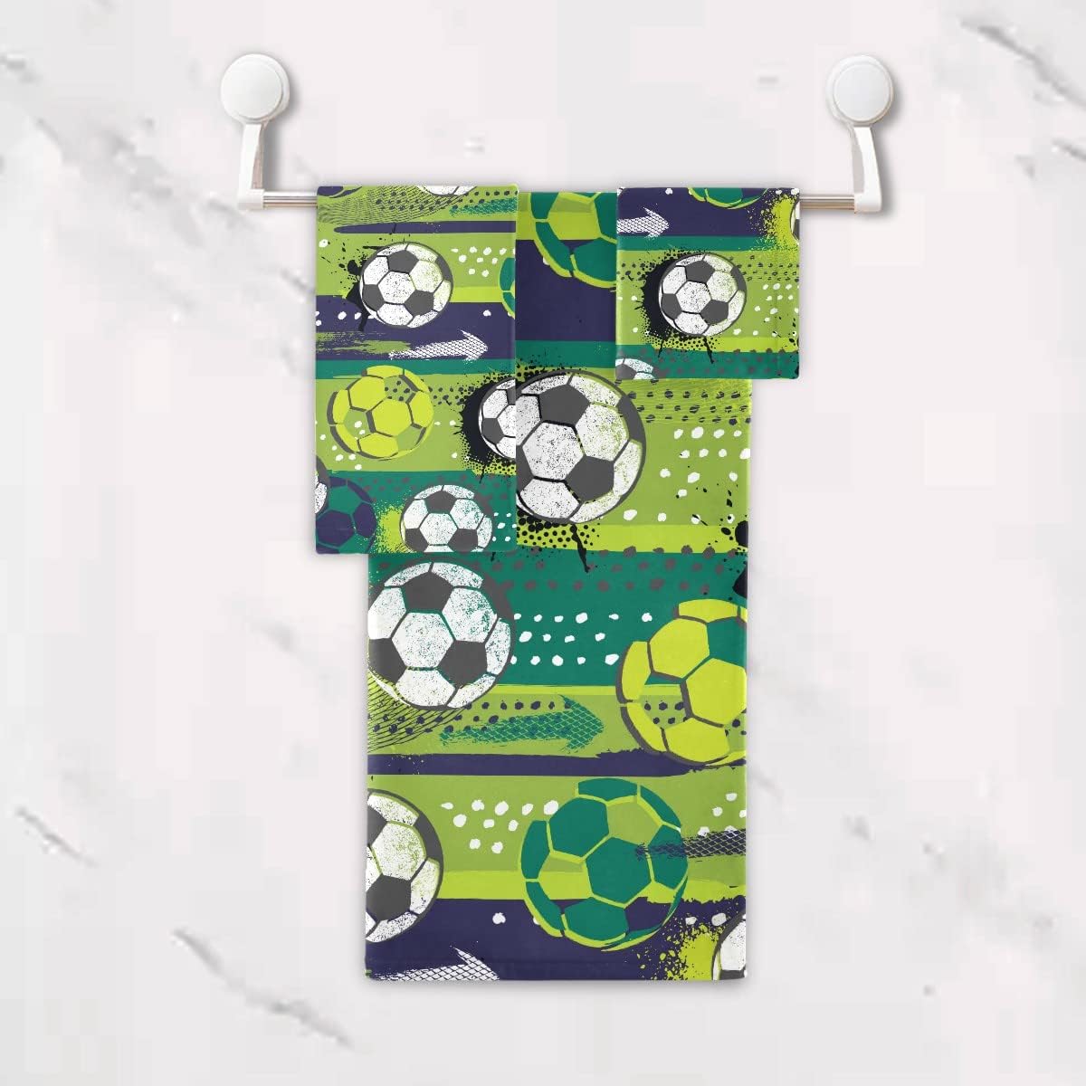 Soccer Ball Bath Towels Set for Hand Body