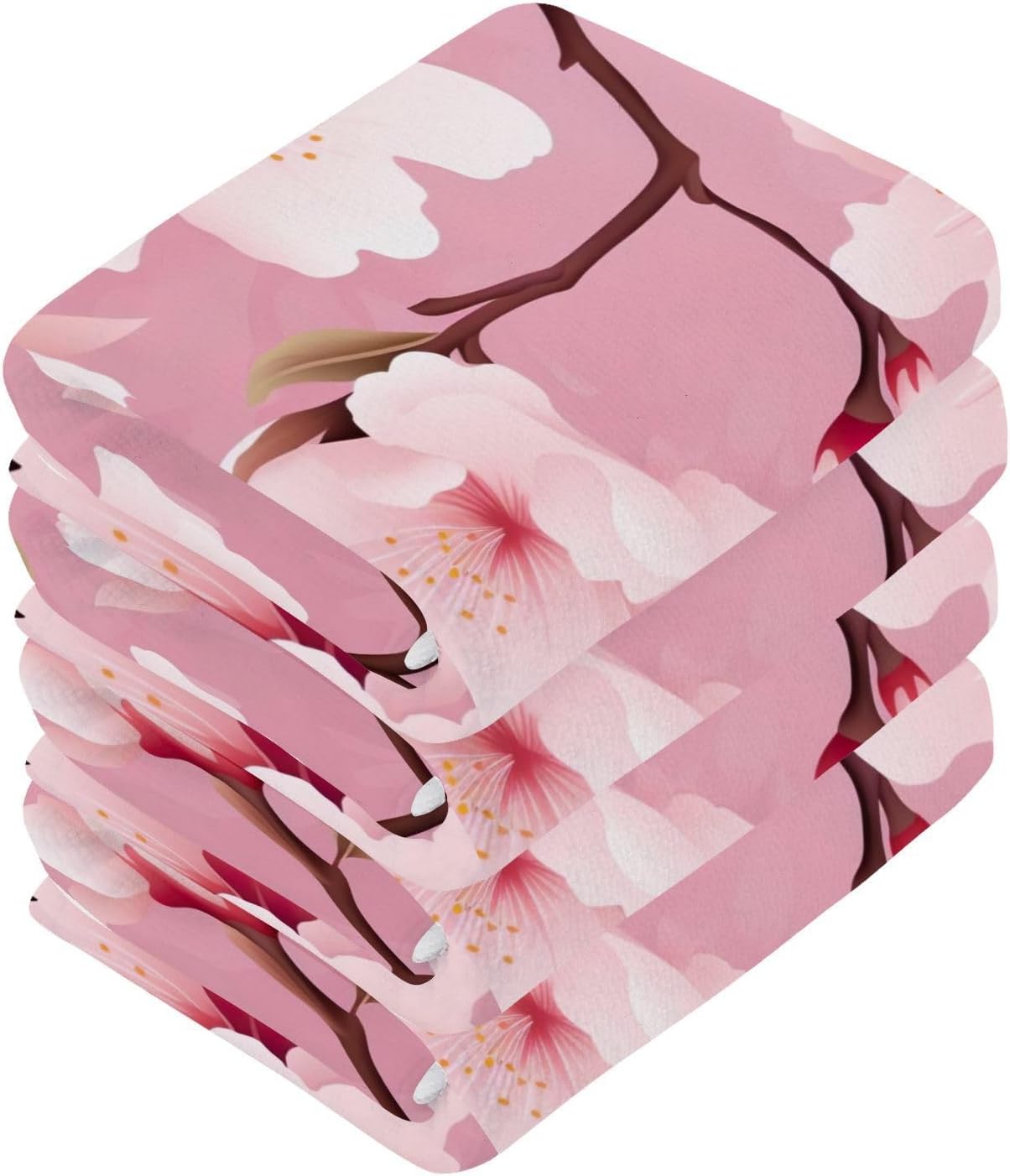 Cherry Blossoms Washcloth Set Soft Reusable Face Towels
