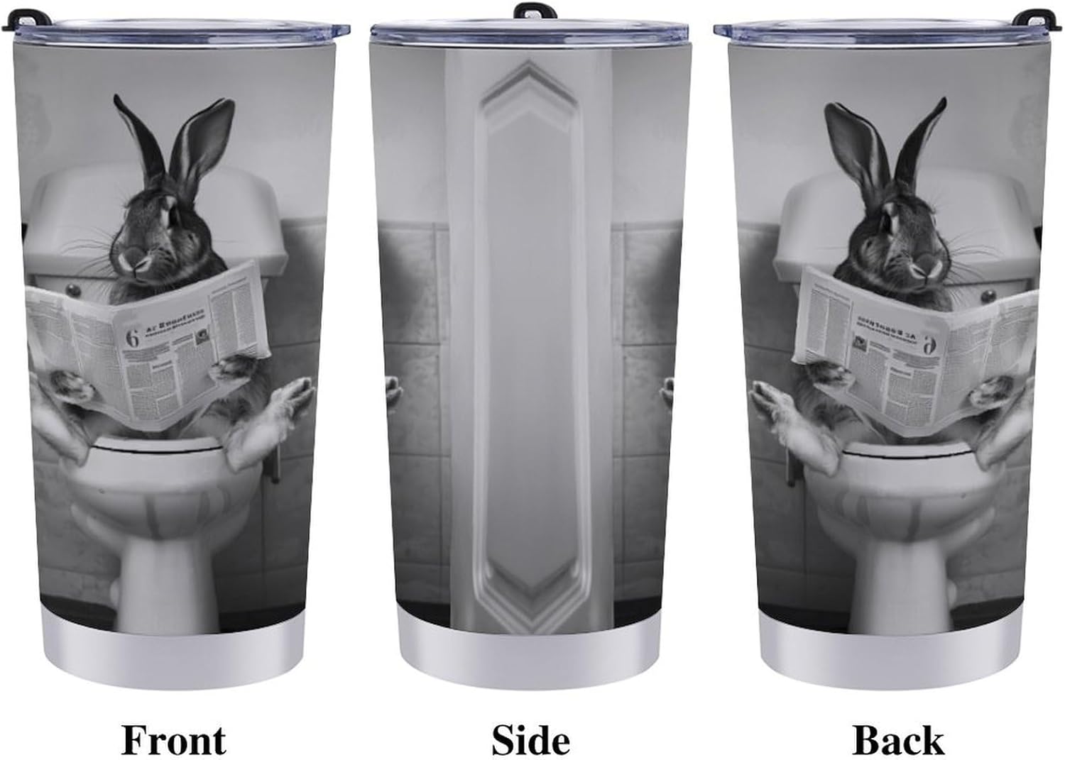 Low Profile Rabbit Tumbler Insulated Travel mug with Straw and Brush