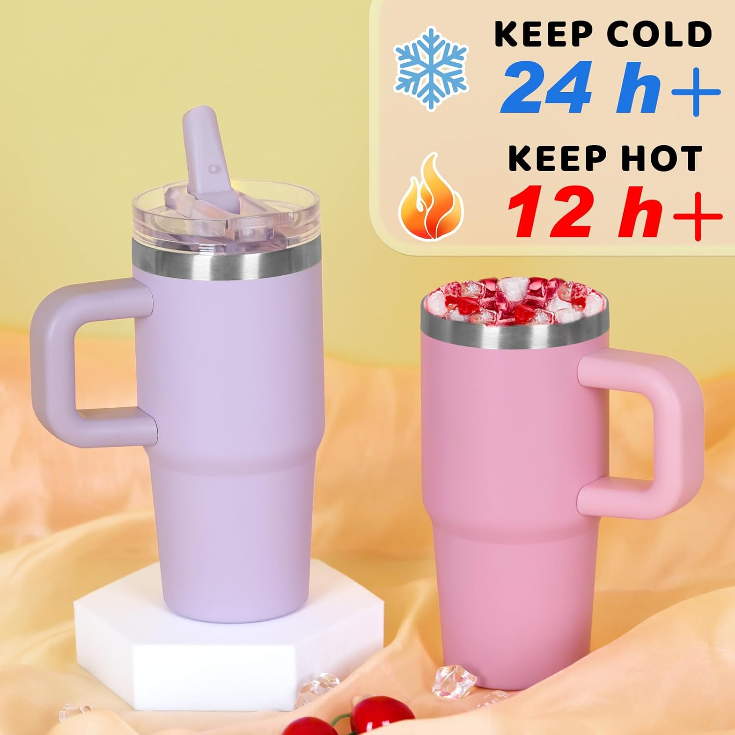 14 oz Tumbler for Kids with Detachable Flip Straw Lid and Handle