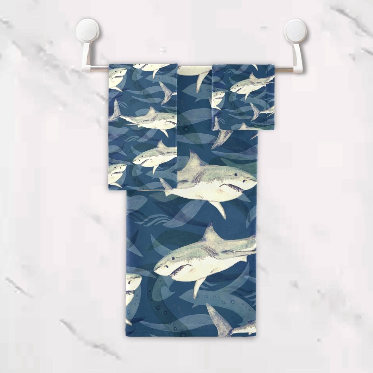 DOMIKING Shark Ocean Bath Towel Set of 3