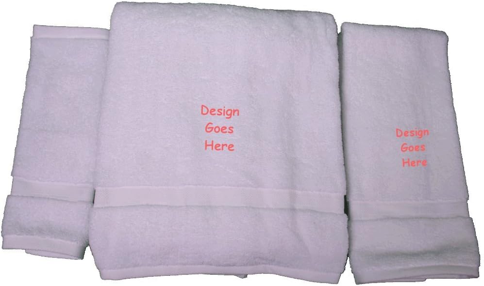 Bath Towel Set with Embroidered Cat Snowman Design