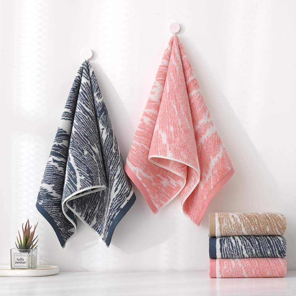 YiLUOMO 2-Piece Blue Cotton Zebra Towel Set