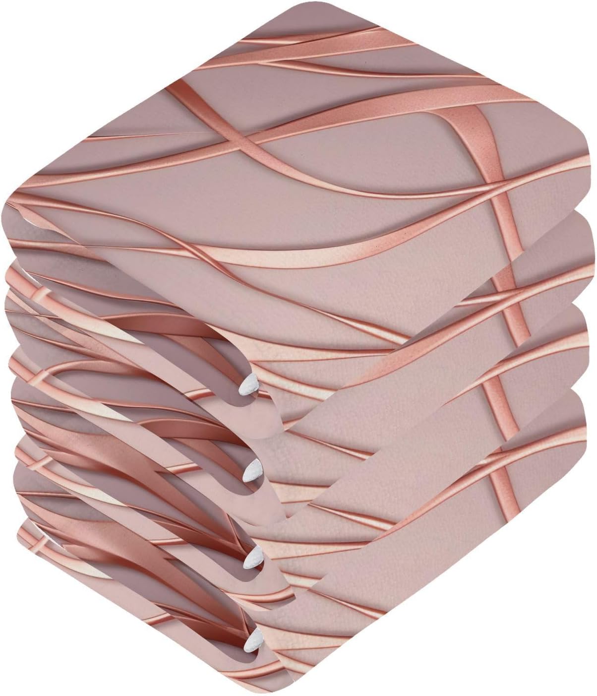 Elegant Rose Gold Stripes Washcloth Set