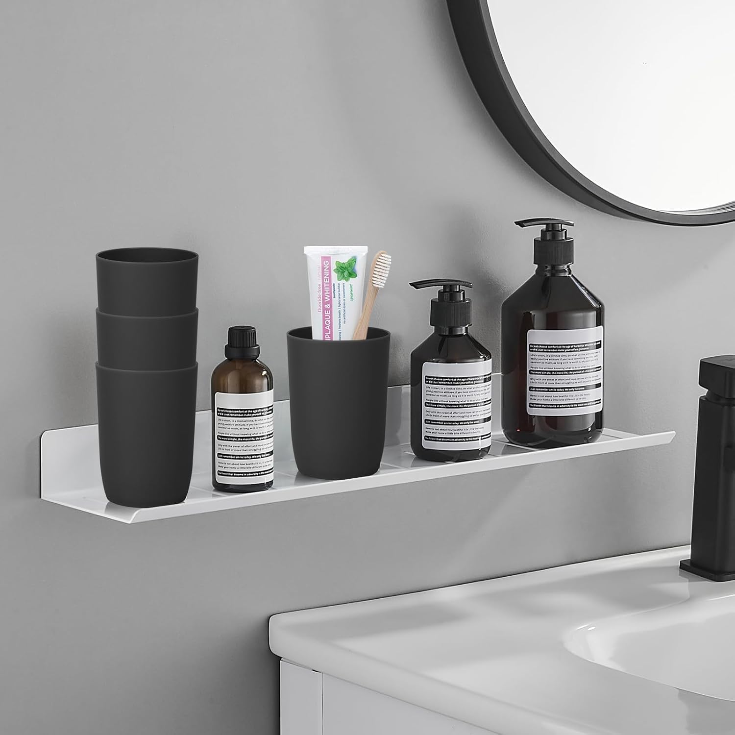 AstraLoom 4-Piece Unbreakable Bathroom Tumblers Toothbrush Organizer