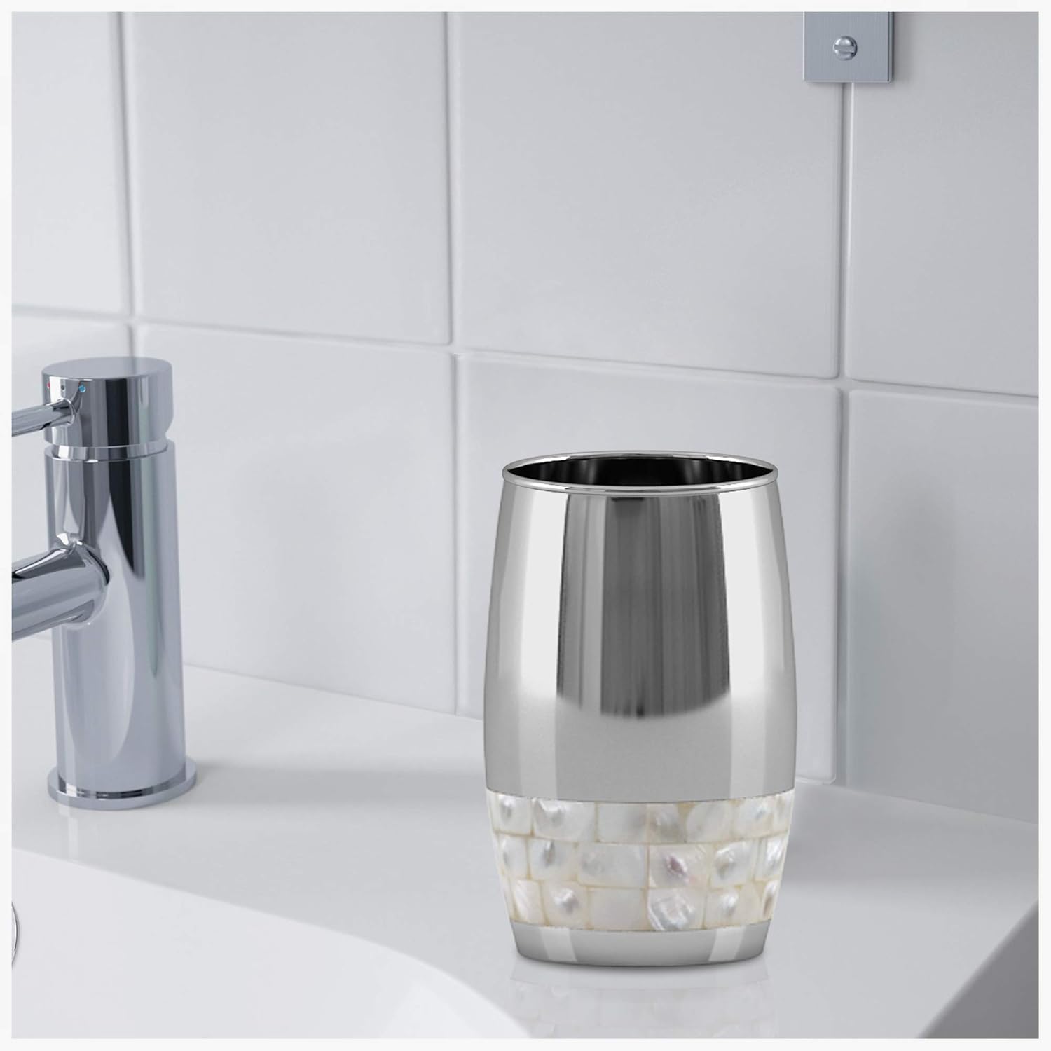 Stylish Bathroom Storage Holder With Mother of Pearl Finish