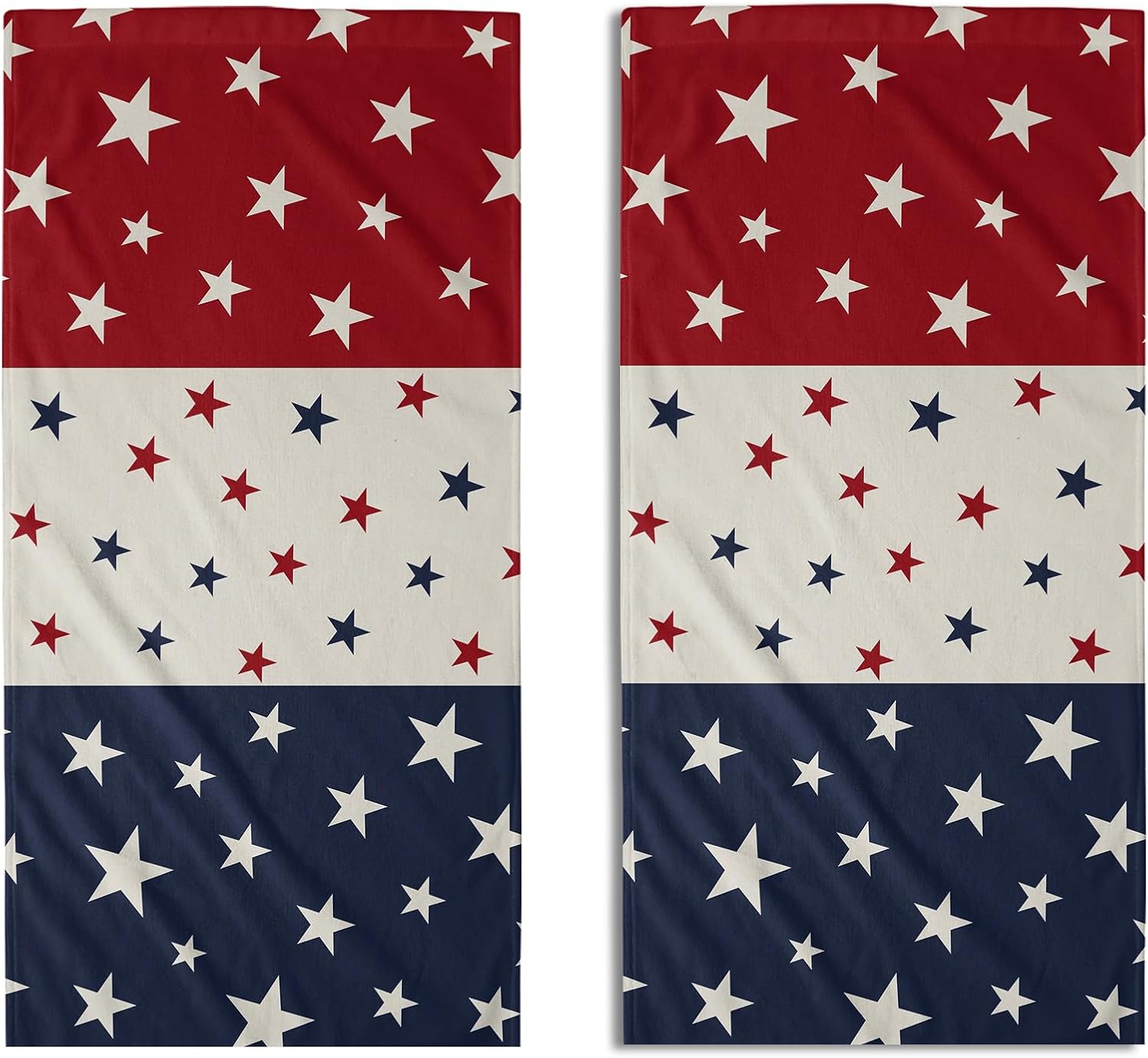 Patriotic Blue Red White Stars Hand Towels for Independence Day
