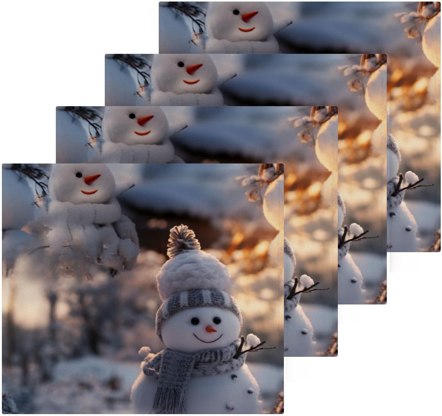 Christmas Snowman Washcloth 2-Pack Soft AbsorbentReusable Baby Face Towels