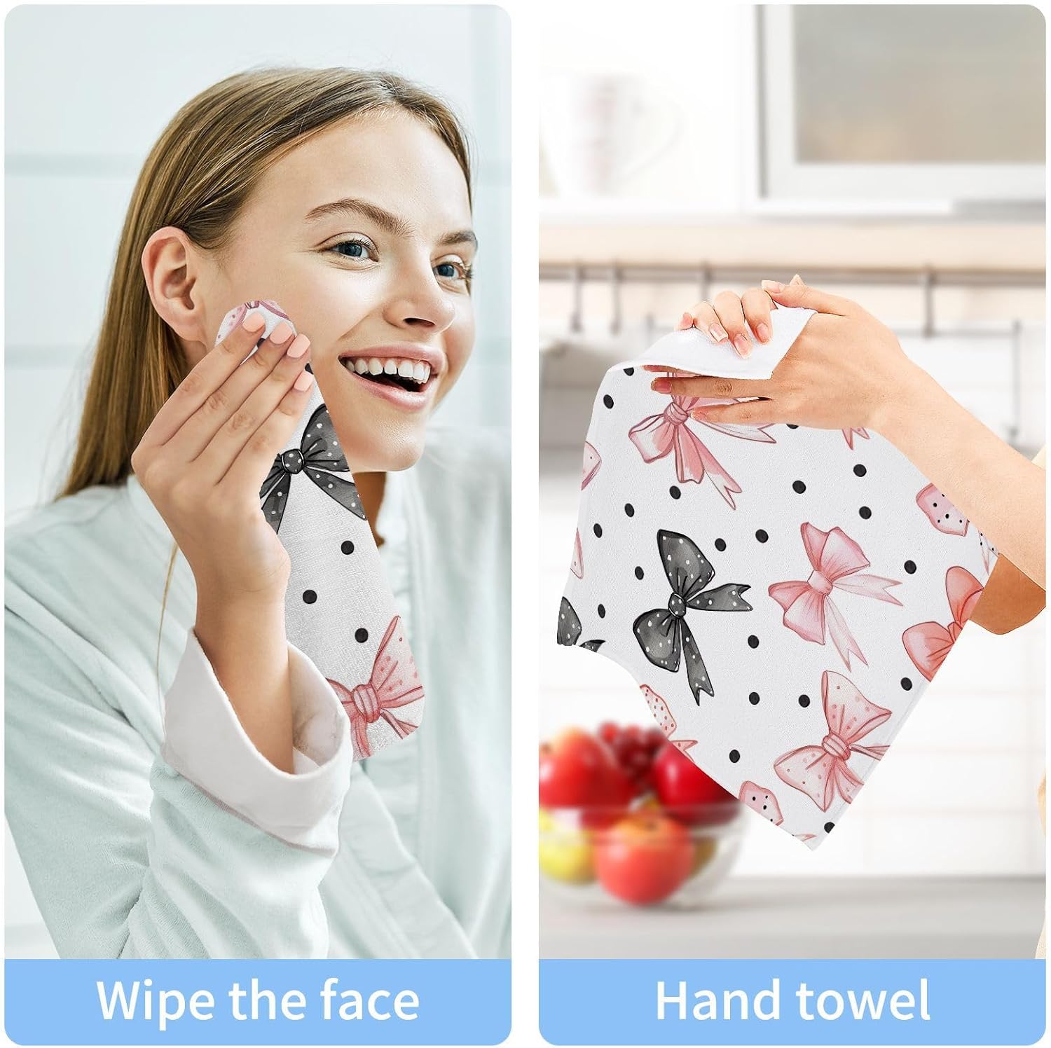 Bow Dots Washcloth Set