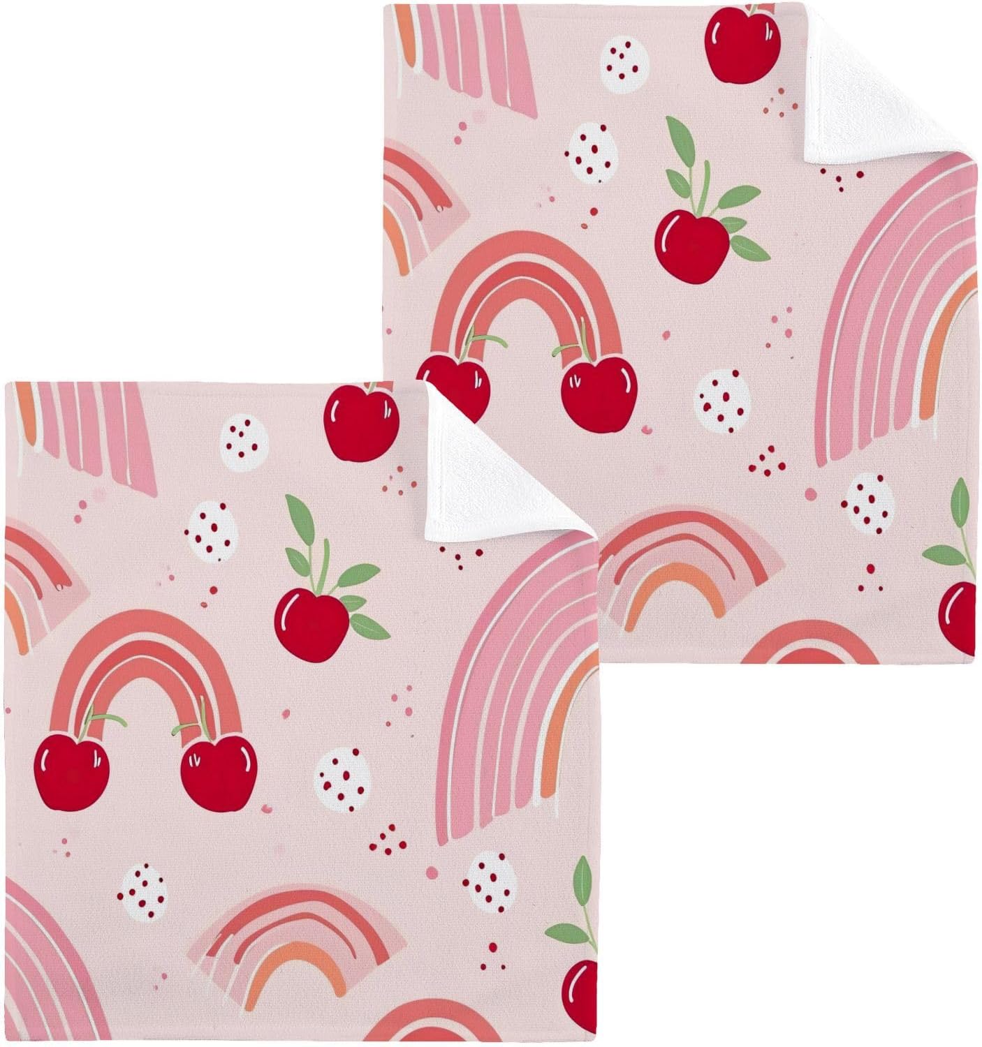 Cherry Rainbow Washcloths 2 Pack Soft Absorbent Bath Towels
