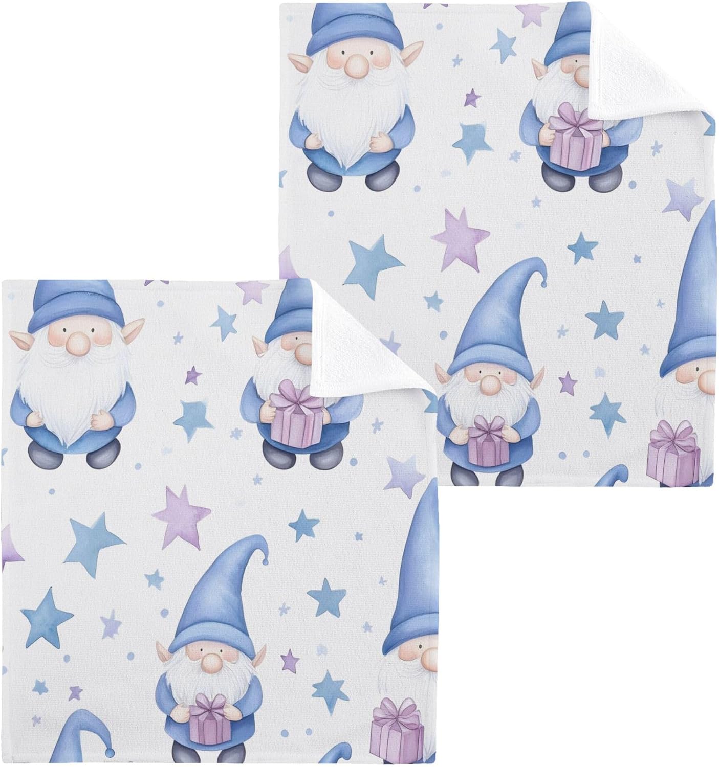 Xigua Watercolor Gnomes Washcloth Set 2-12 Pk