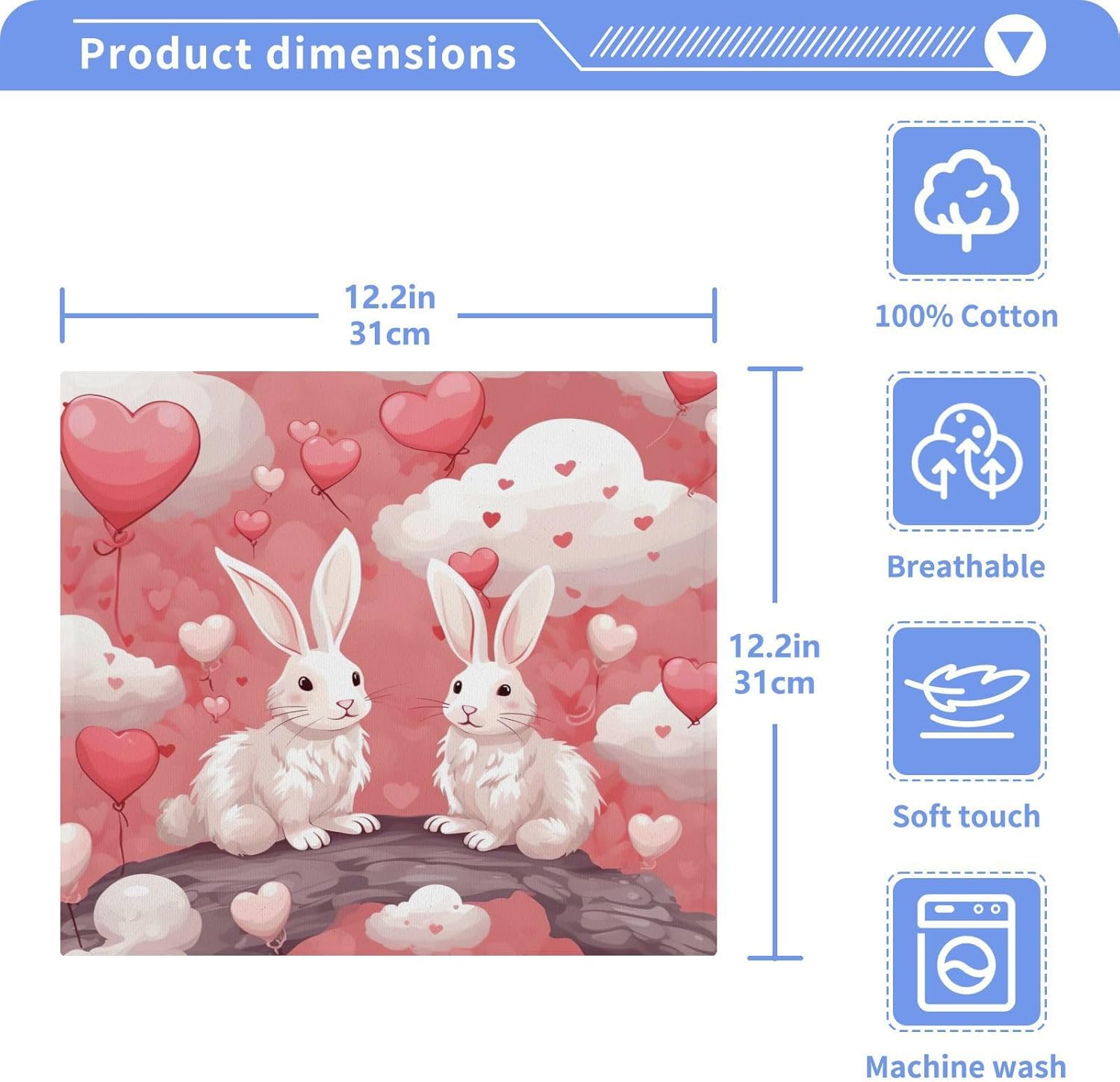YETTASBIN Bunny Heart Washcloth Set 2-Pack