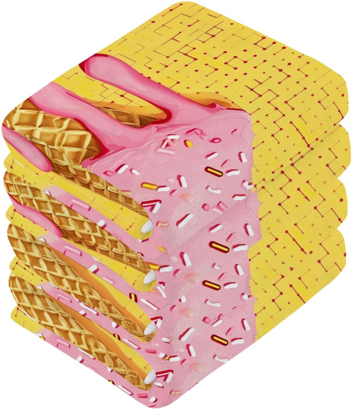Ice Cream Cone Washcloths 2 Pack Soft Absorbent Towels