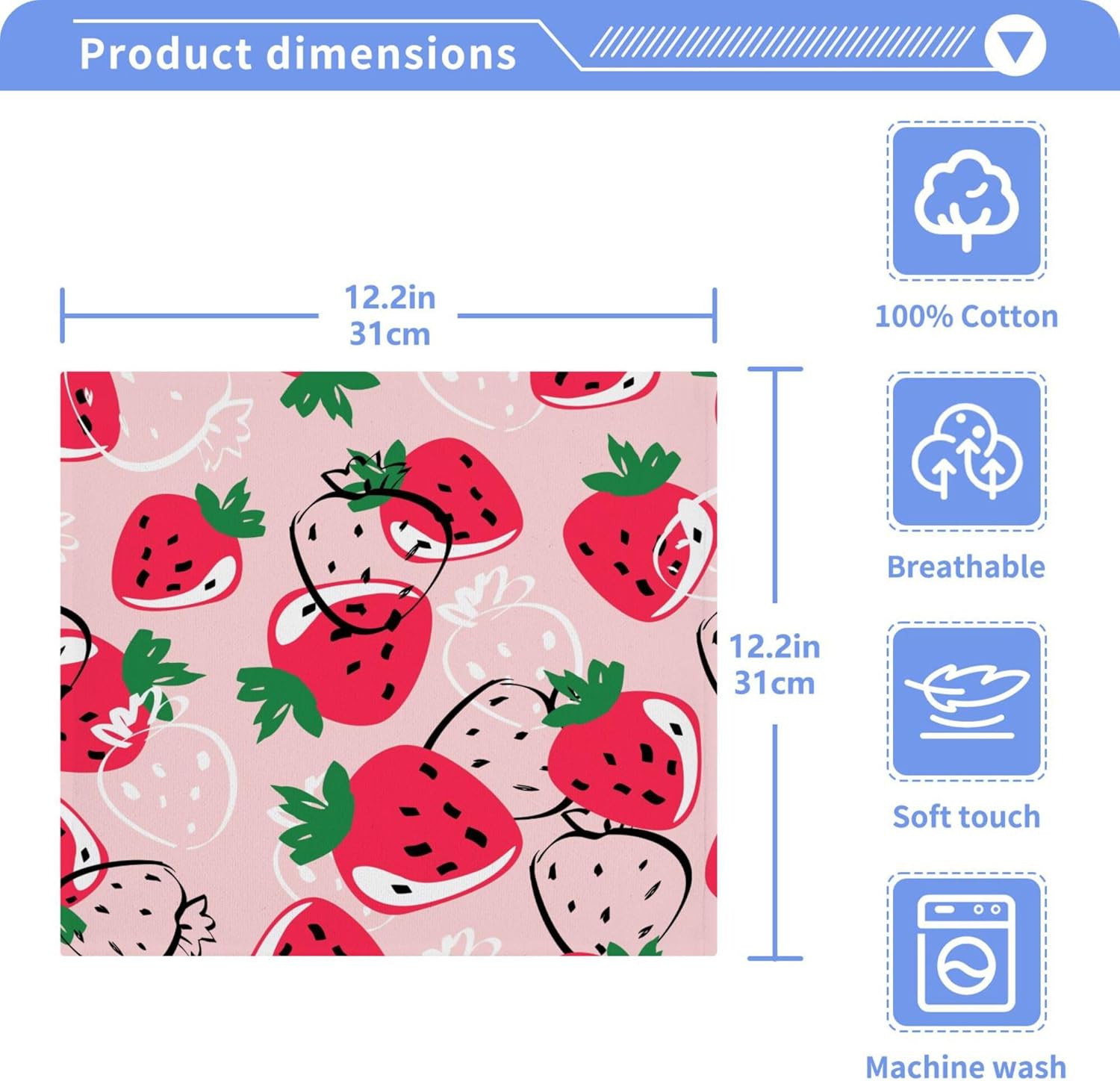 Xigua Strawberry Washcloth Set for Bathroom Kitchen