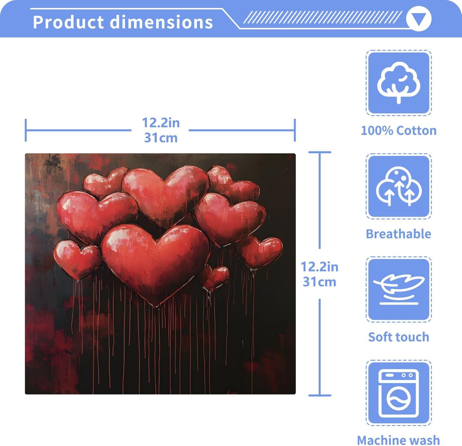 Xigua Valentines Day Washcloth Set - 12 inch Fast Drying Towels